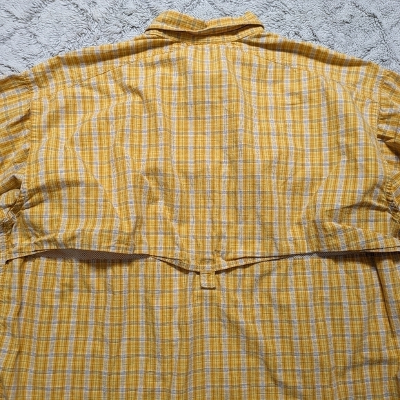 Cabela's Shirt Men's Large Yellow Plaid Safari Series Vented Mesh Roll Tab - Picture 2 of 8